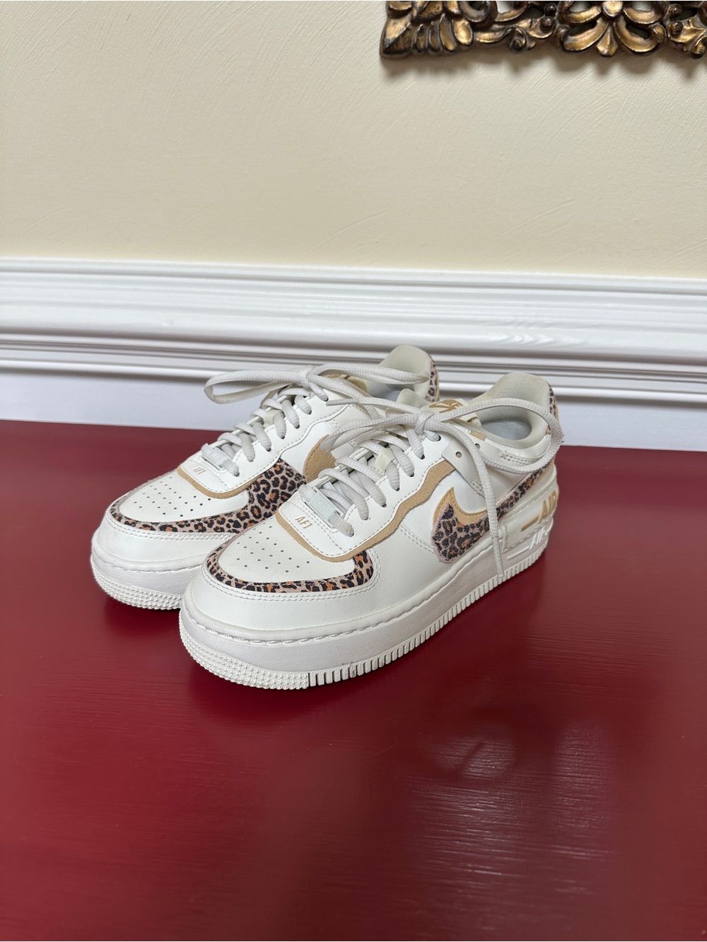 Nike Women’s White Sneakers with Leopard Print Accents